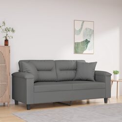 Concise 2-Seater Grey Sofa with Microfibre Upholstery
