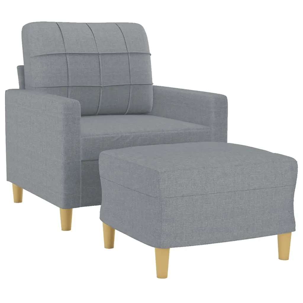 Grey Fabric Sofa Chair with Footstool Compact Armchair Reading Relaxing Lounge