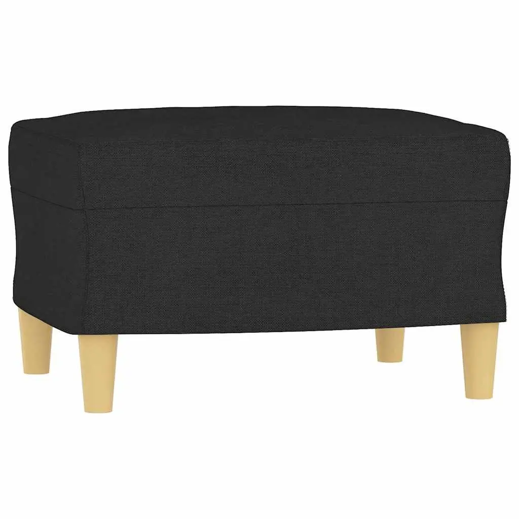 Black Fabric Sofa Chair with Footstool Compact Size Durable Padded Seat