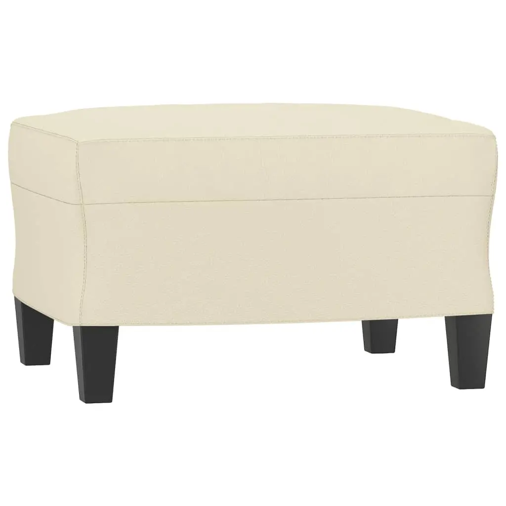 Sofa Chair with Footstool Cream Faux Leather Armchair Lounge Seat Relaxing