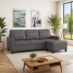 3-Seater Sofa with Footstool Grey 180cm Living Room Furniture Lounge Seat