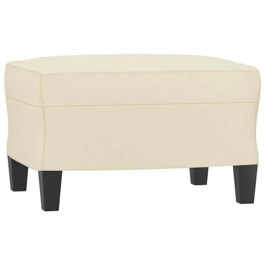 Sofa Chair with Footstool Cream Faux Leather Lounge Seat Armchair Relax Read