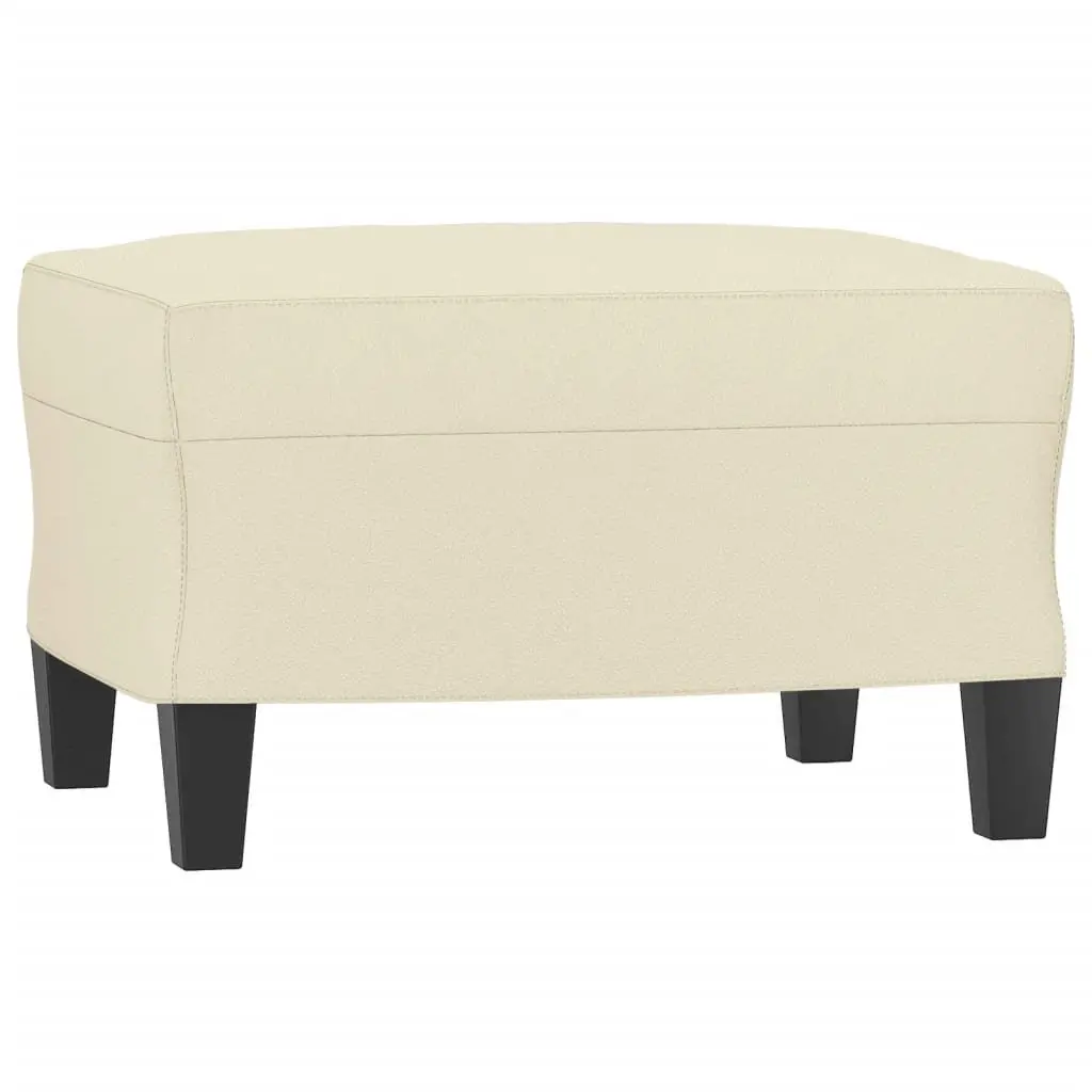 3-Seater Sofa Cream 180cm Faux Leather Upholstery with Footstool