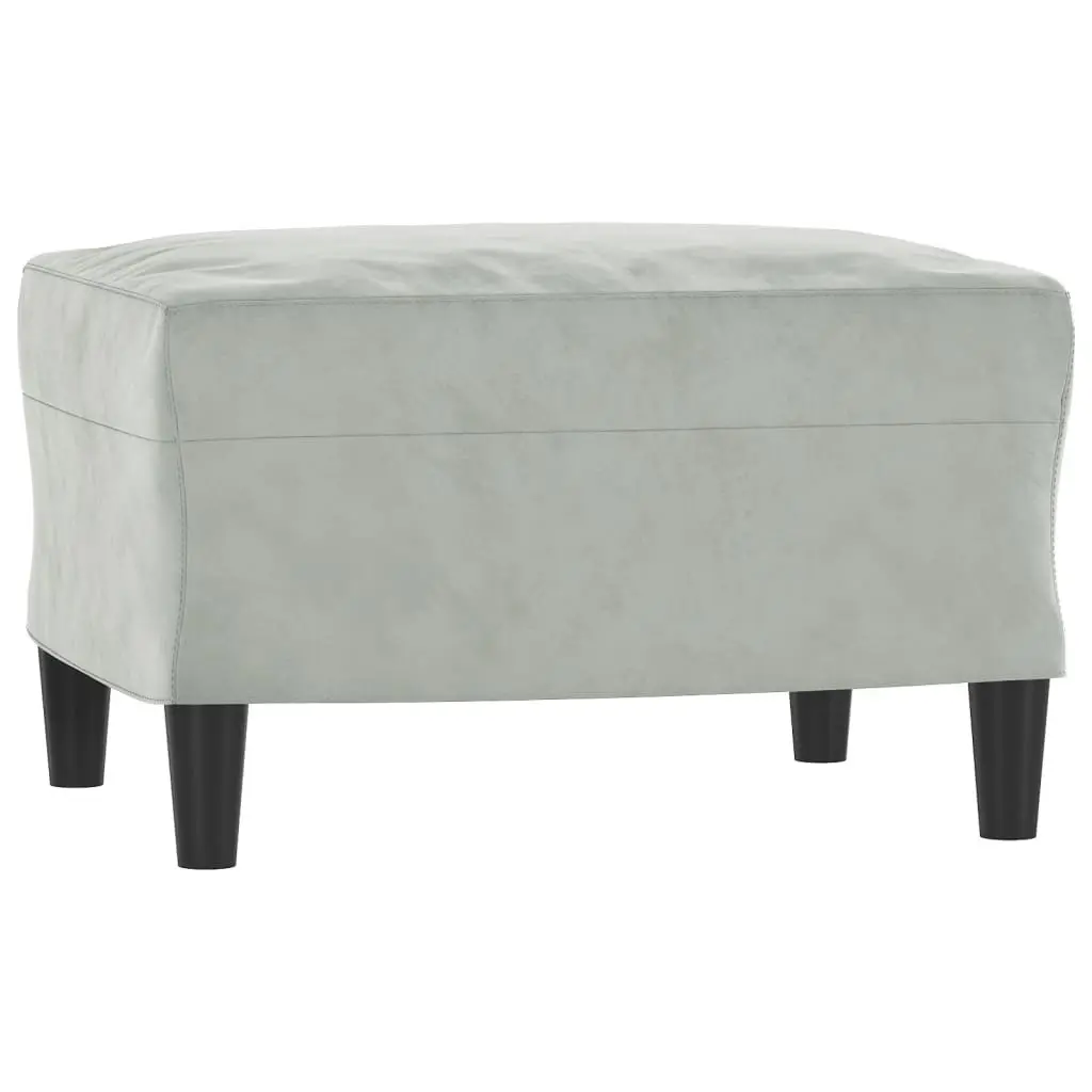 Grey Velvet Sofa Chair with Footstool Modern Living Room Armchair Compact 60cm