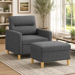 Grey Fabric Sofa Chair with Footstool - A Practical Choice