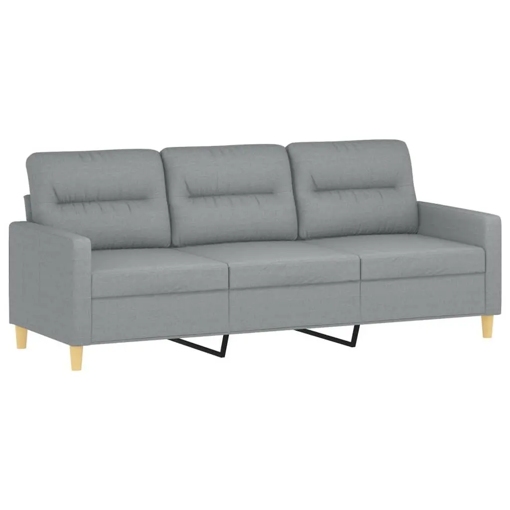 3-Seater Sofa with Footstool Light Grey 180cm Fabric Lounge Couch Living Room