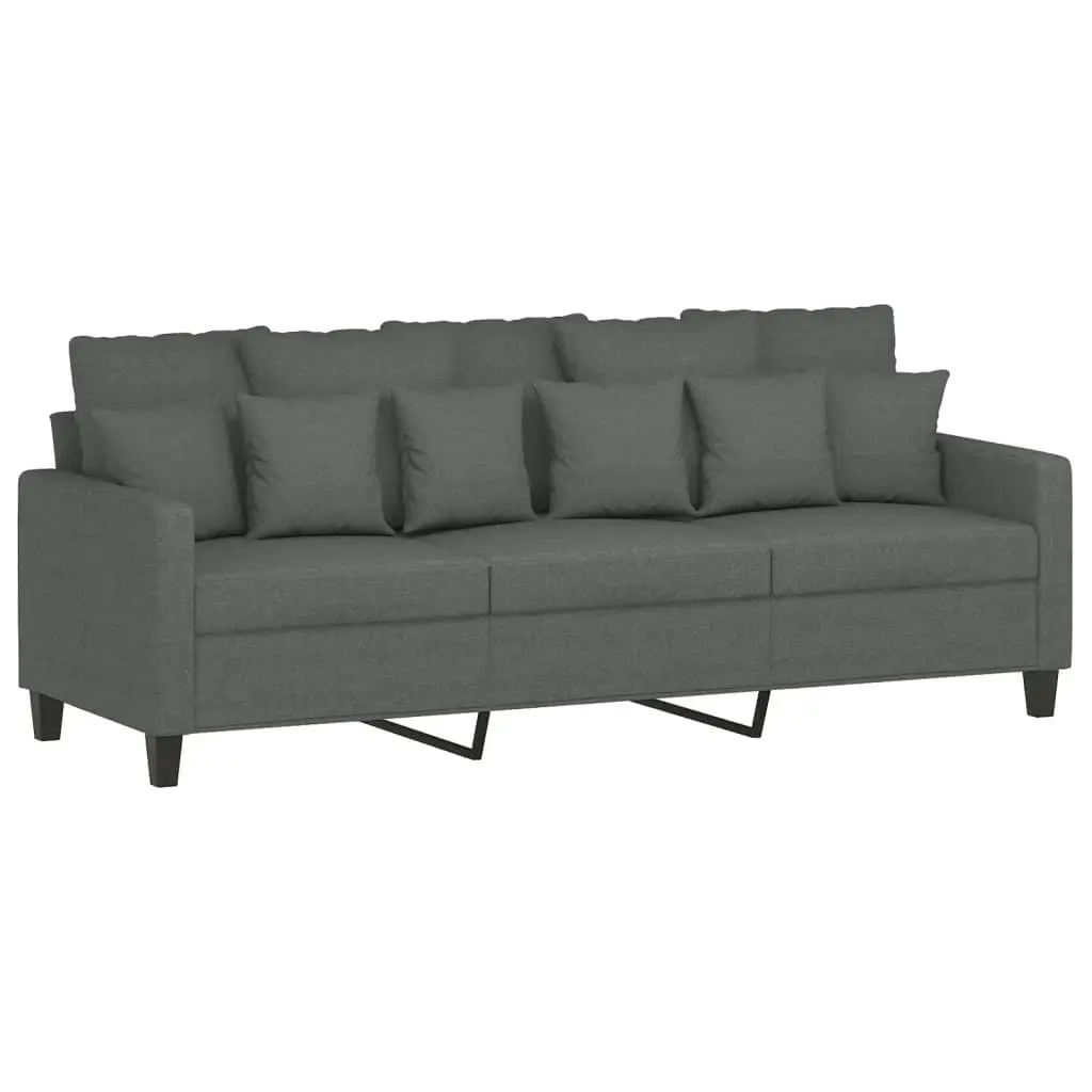 3-Seater Sofa with Footstool Grey Fabric Living Room Lounge Couch 180cm