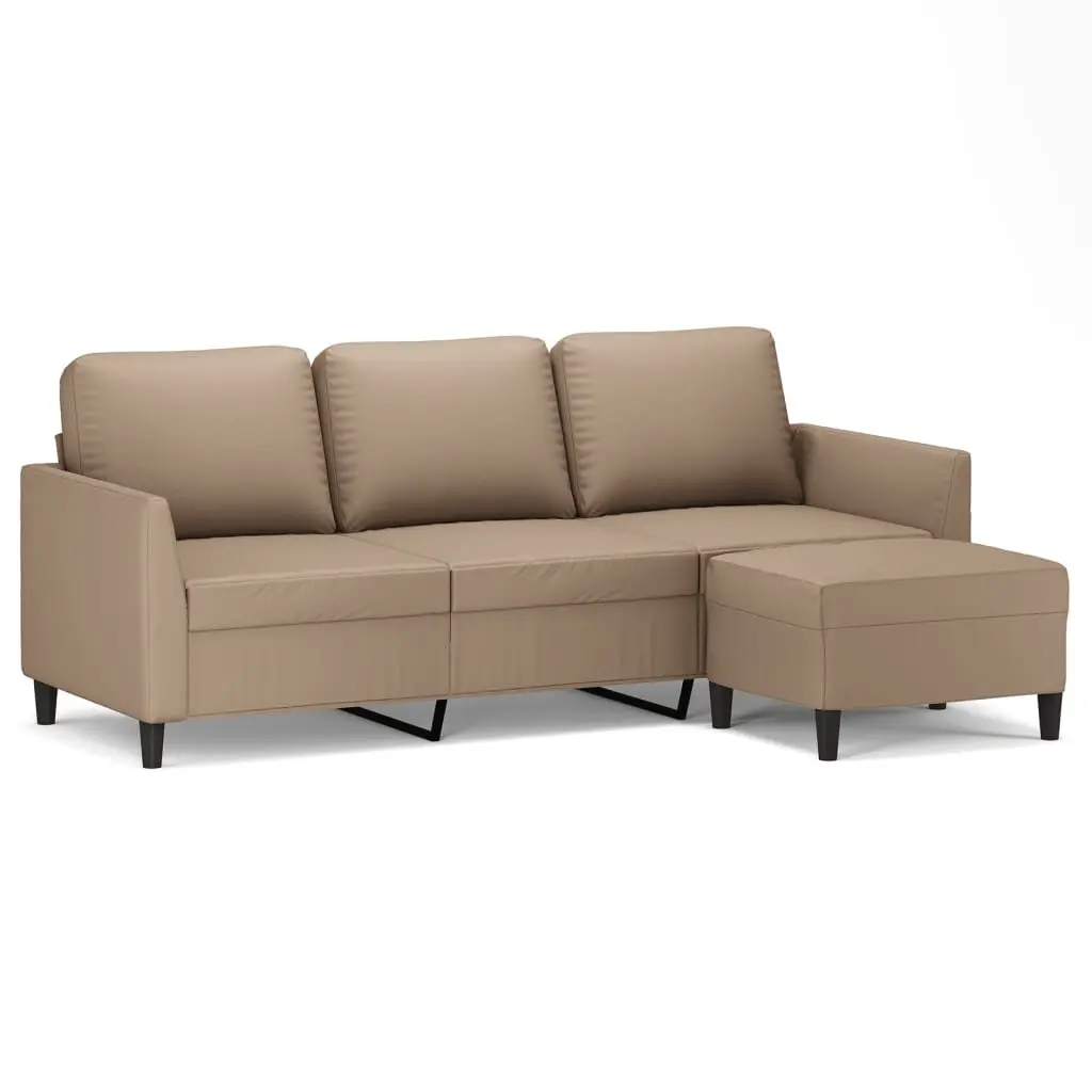 3-Seater Sofa Brown Faux Leather 180cm Durable Sturdy Construction