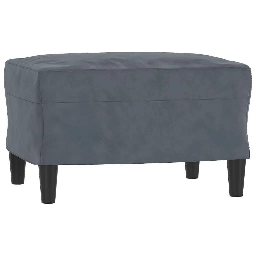 Sofa Chair with Footstool Grey Velvet Compact Armchair Living Room Furniture