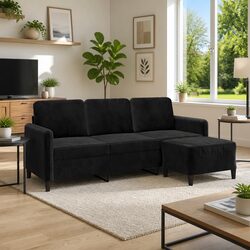Compact 3-Seater Sofa with Footstool - Perfect for Relaxing