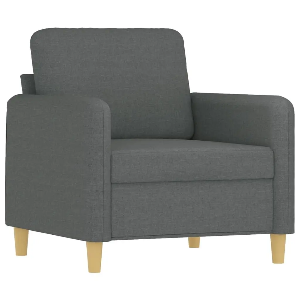 Grey Fabric Sofa Chair with Footstool Armchair Lounge Seat Living Room Furniture