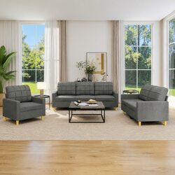 3-Piece Grey Sofa Set: Quality and Comfort in Short