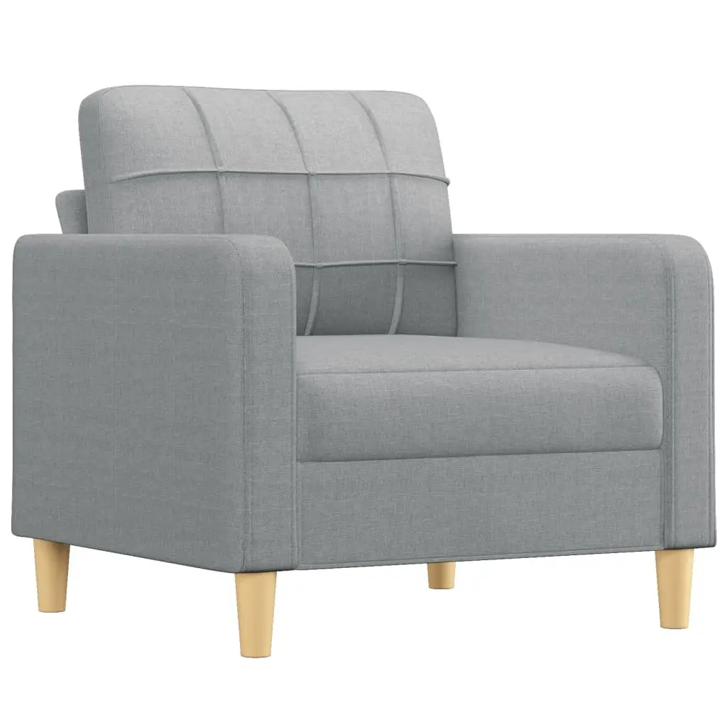 4 Piece Lounge Suite Grey Fabric Sofa Set with Cushions and Footstool for Living Room