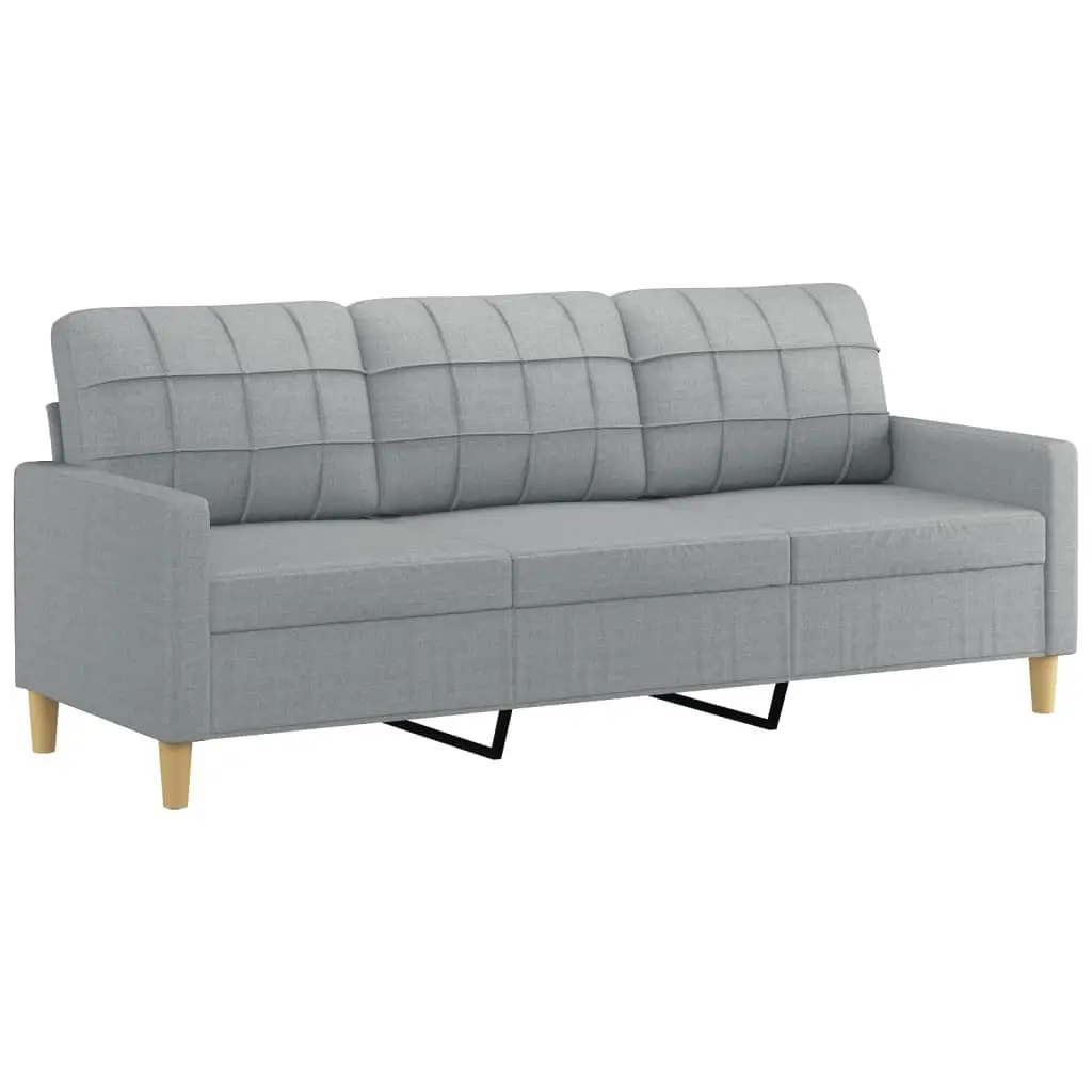4 Piece Lounge Suite Grey Fabric Sofa Set with Cushions and Footstool for Living Room
