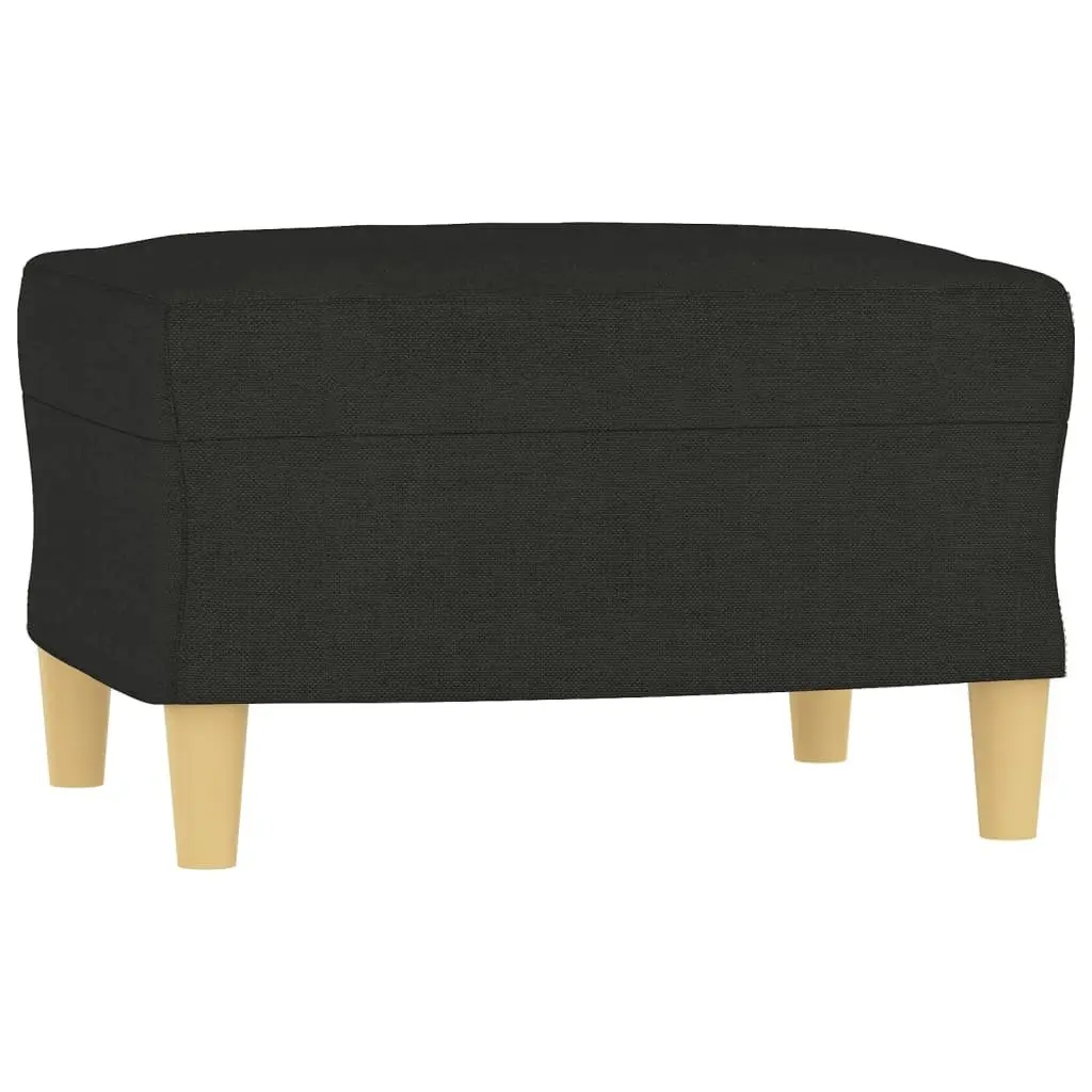4 Piece Sofa Set Black Fabric Living Room Lounge Suite with Cushions and Footstool