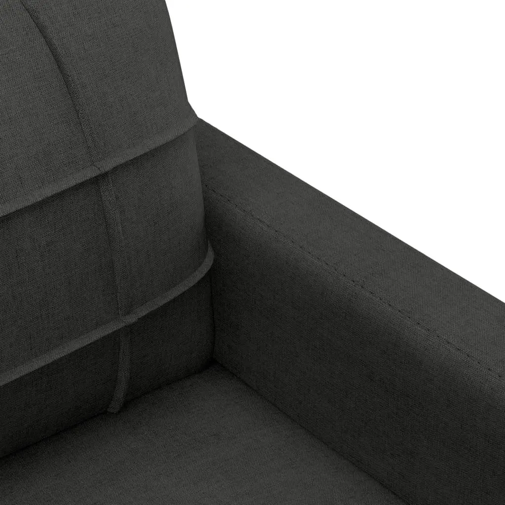 4 Piece Sofa Set Black Fabric Living Room Lounge Suite with Cushions and Footstool