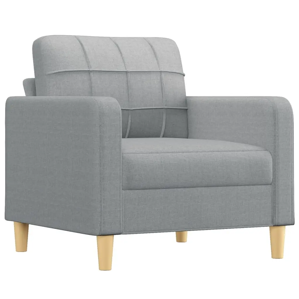 3 Piece Sofa Set Grey Fabric Living Room Couch with Pillows Comfortable Seating
