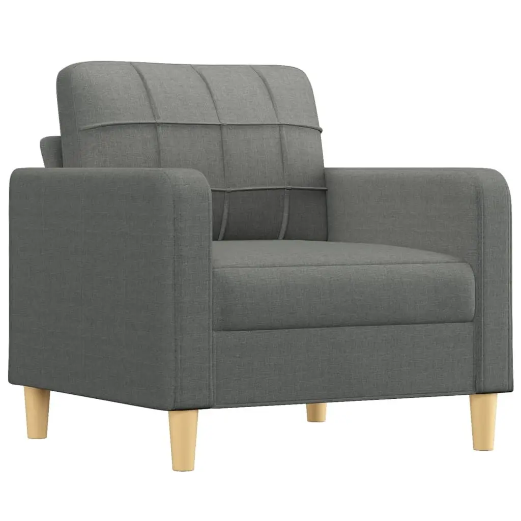3 Piece Sofa Set Grey Fabric Couch Lounge Suite with Pillows Living Room