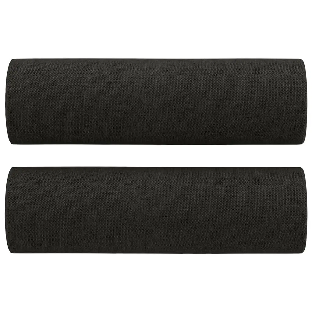 Black Fabric Sectional Sofa Set 3 Piece Living Room with Armrests and Pillows