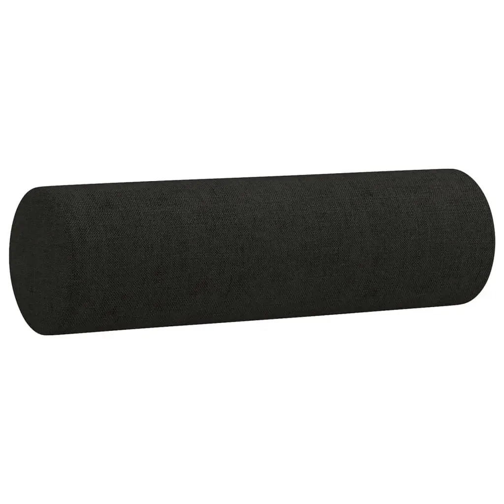 Black Fabric Sectional Sofa Set 3 Piece Living Room with Armrests and Pillows