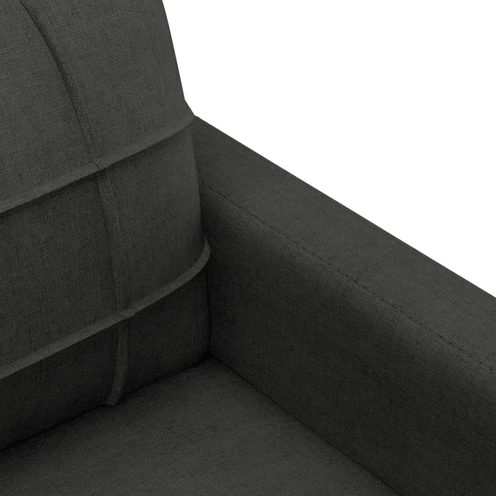 Black Fabric Sectional Sofa Set 3 Piece Living Room with Armrests and Pillows