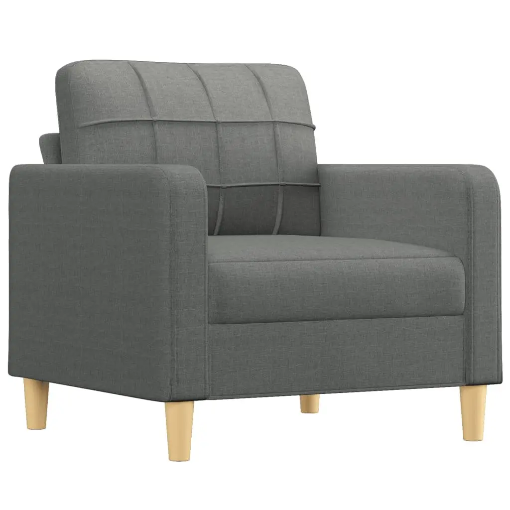 4 Piece Grey Fabric Sofa Set with Cushions and Footstool for Living Room Seating