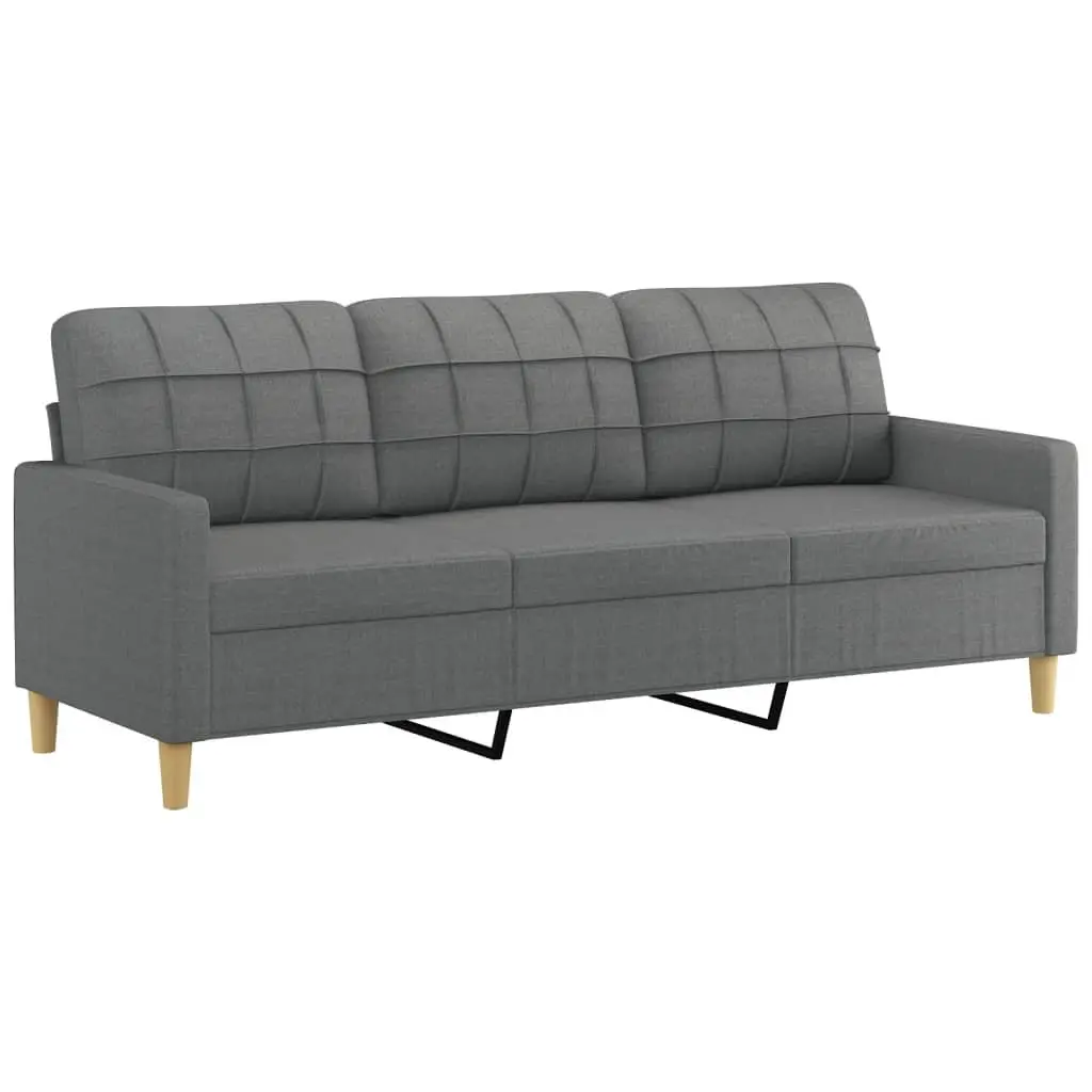 4 Piece Grey Fabric Sofa Set with Cushions and Footstool for Living Room Seating