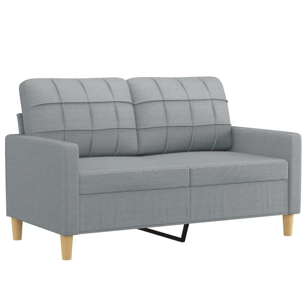 Sofa Set Grey Fabric 3 Piece Durable Construction Thickly Padded Seating Footstool