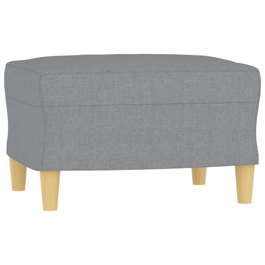 Sofa Set Grey Fabric 3 Piece Durable Construction Thickly Padded Seating Footstool