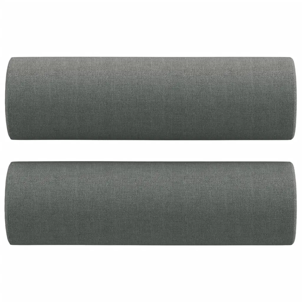 Grey Fabric Sofa Set 3 Piece Lounge with Footstool and Pillows Compact Living Room Furniture