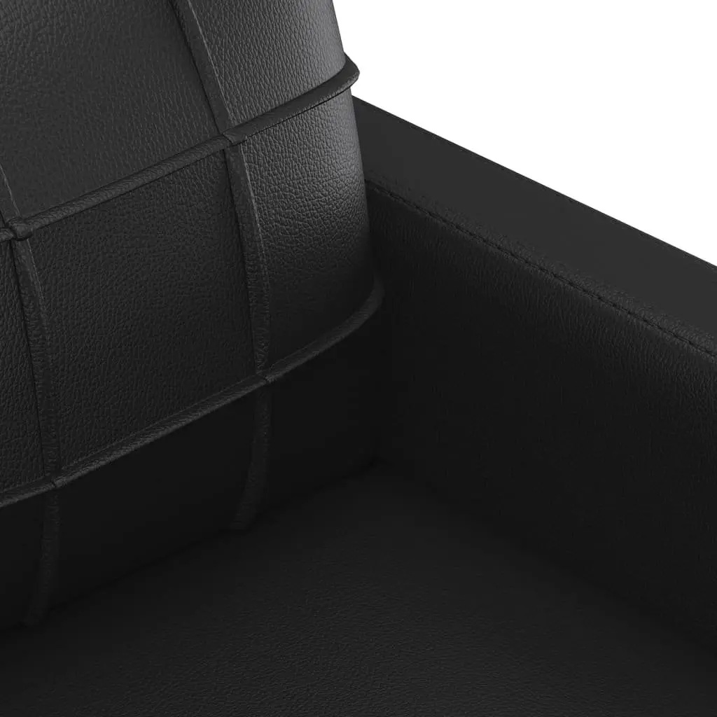 2 Piece Sofa Set with Cushions Black Faux Leather Living Room Seating Furniture