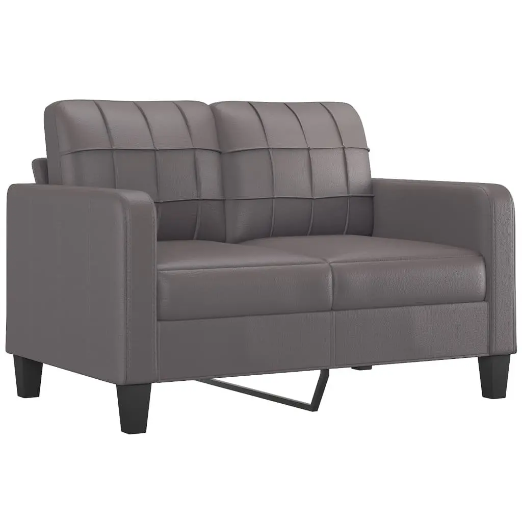 2 Piece Sofa Set Grey Faux Leather Living Room Furniture Seating Sectional Couch