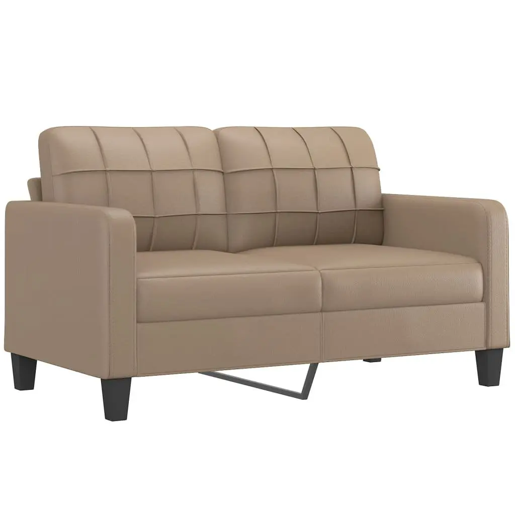 2 Piece Sofa Set Faux Leather Brown Lounge Suite Living Room Seating Furniture