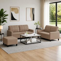 Sleek and Comfortable 3 Piece Sofa Set with Footstool