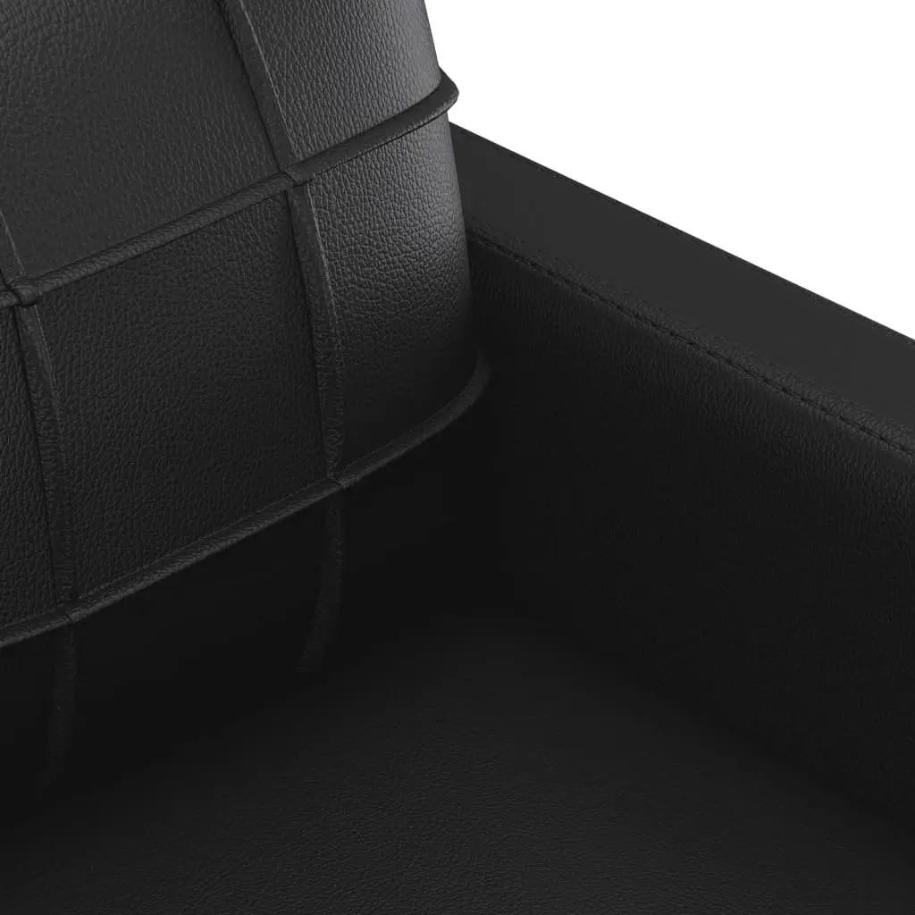2 Piece Sofa Set Black Faux Leather Durable Upholstery with Throw Pillows