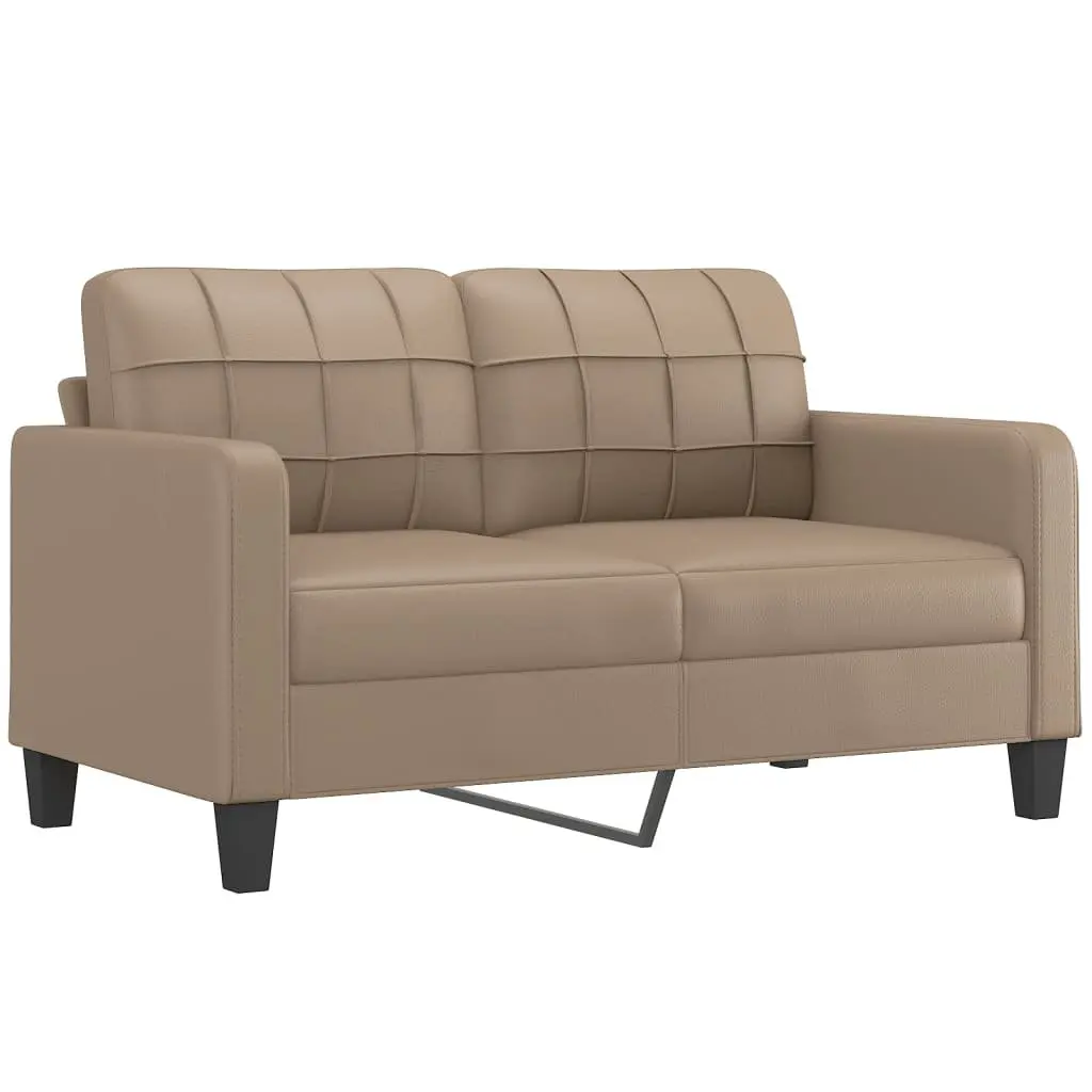 2 Piece Sofa Set Brown Faux Leather Durable Upholstery with Throw Pillows