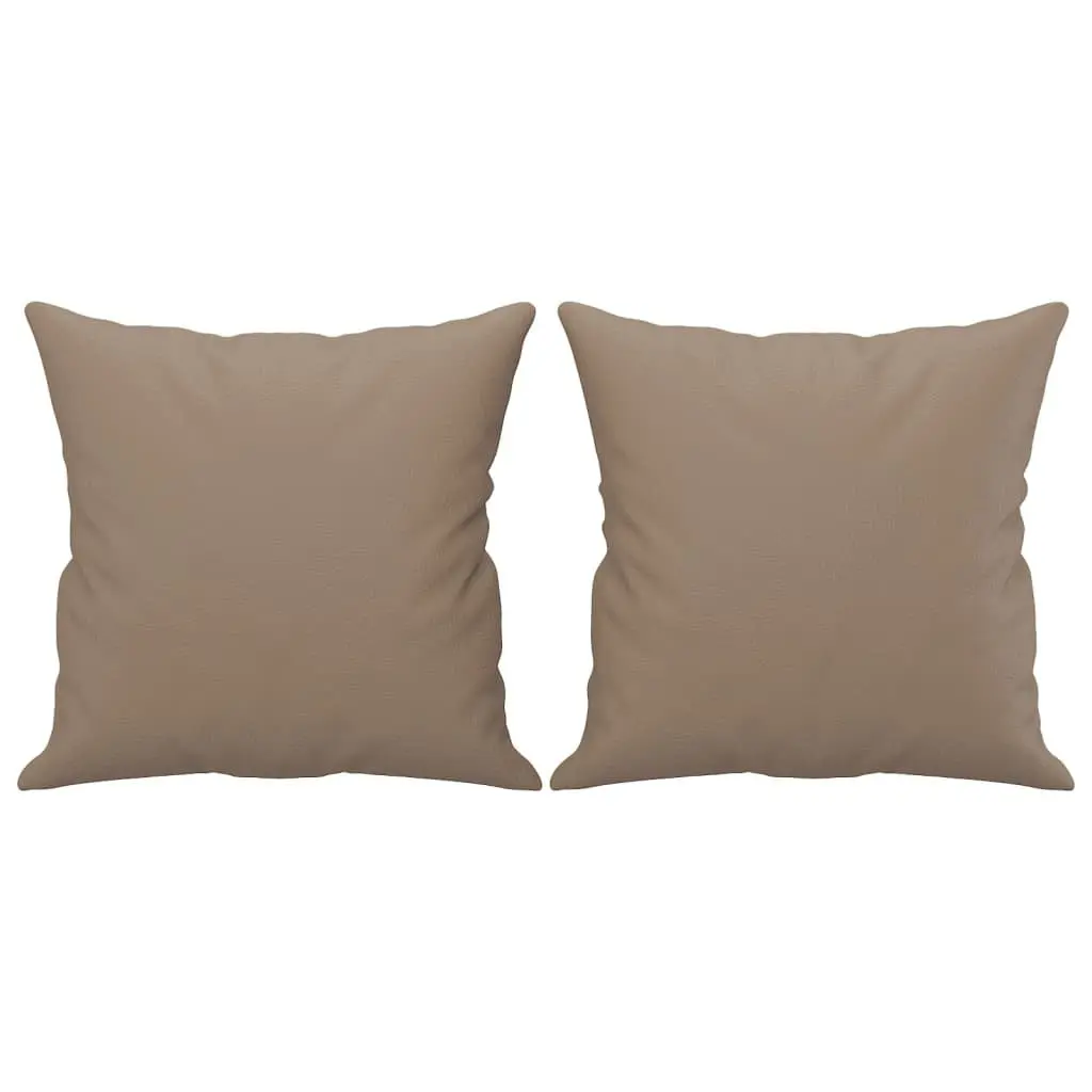 3 Piece Compact Sofa Set Brown Faux Leather with Footstool and Throw Pillows for Living Room
