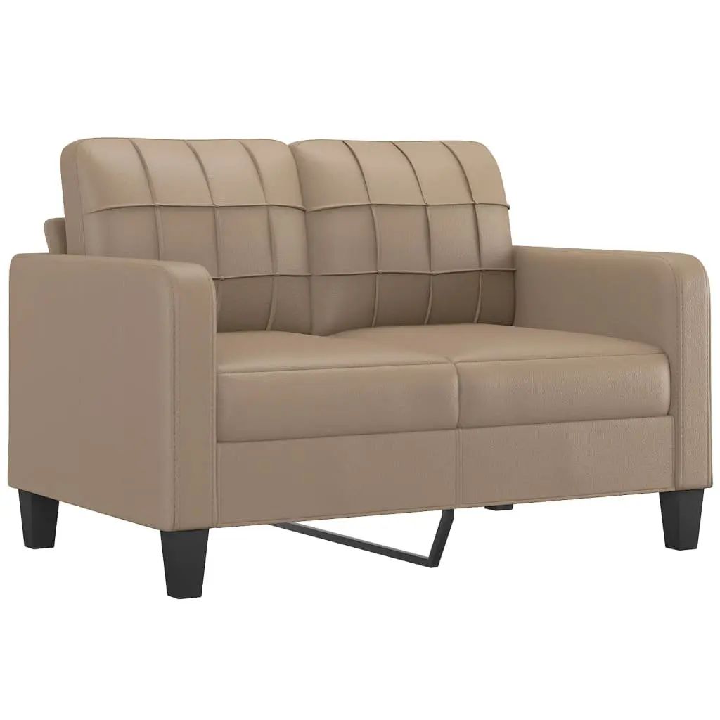 2 Piece Sofa Set Living Room Furniture Brown Faux Leather Cushioned Lounge Suite