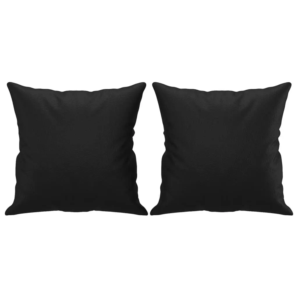 2 Piece Sofa Set Black Faux Leather Couch Living Room Furniture with Throw
