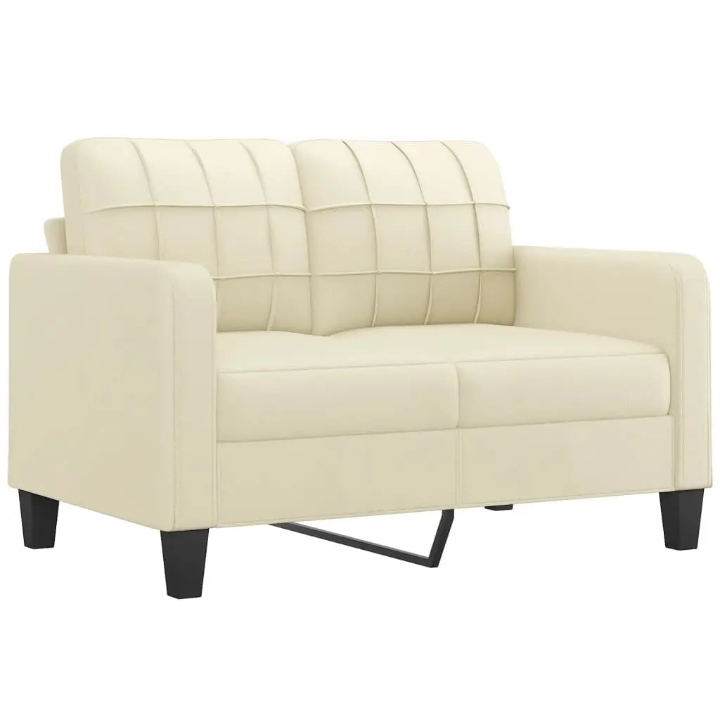 2 Piece Sofa Set Cream Faux Leather Durable Stain Resistant Lounge Suite Couch