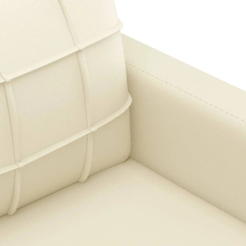 2 Piece Sofa Set Cream Faux Leather Durable Stain Resistant Lounge Suite Couch