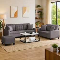 Your Cozy Grey Faux Leather Sofa Set Awaits