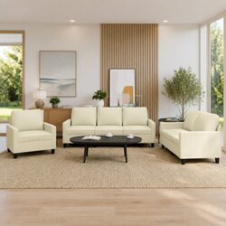Confidently Stylish 3 Piece Sofa Set in Cream