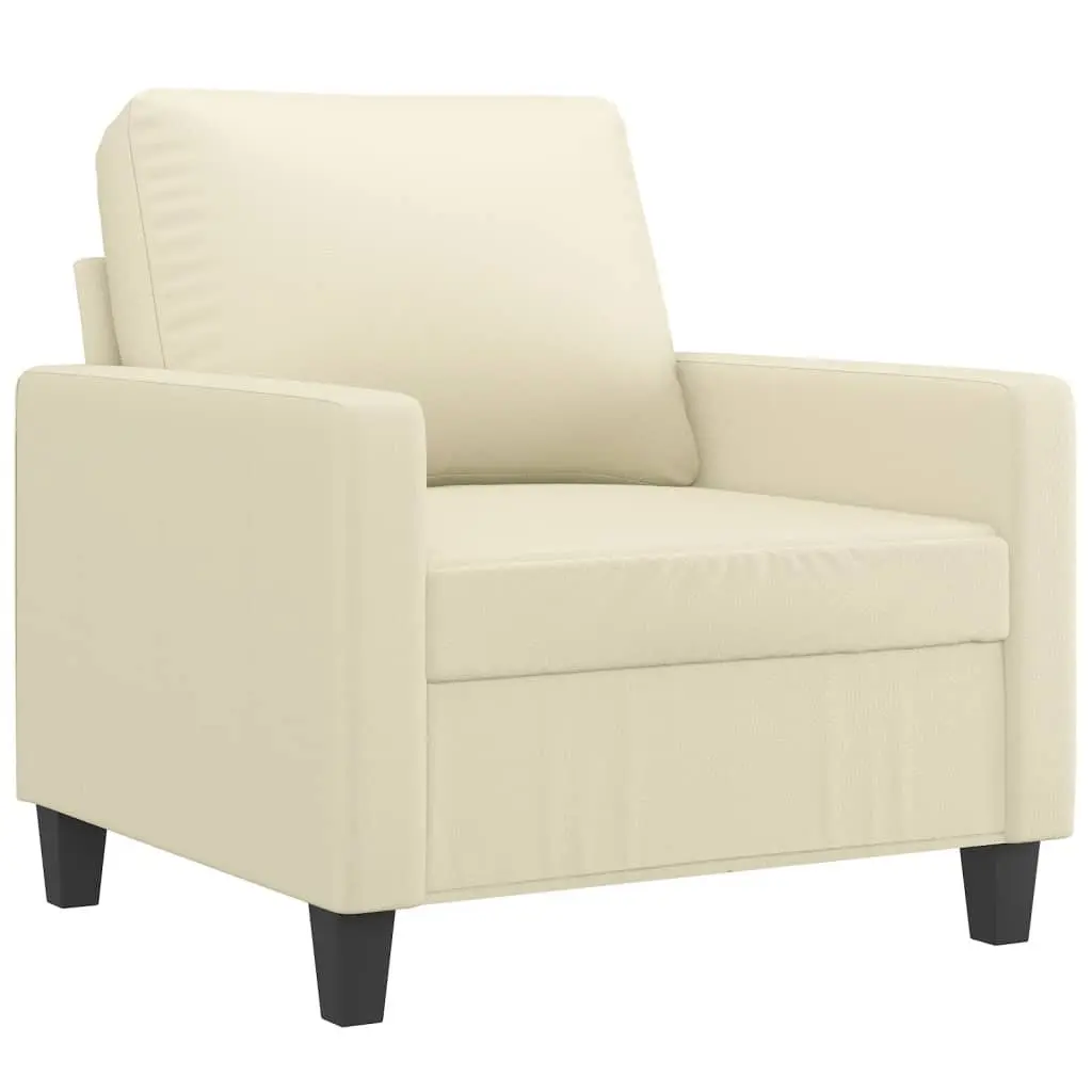 4 Piece Sofa Set with Cushions Cream Faux Leather Living Room Furniture Lounge