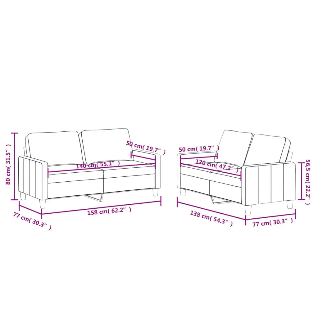 2 Piece Sofa Set Grey Faux Leather Living Room Furniture Sturdy Frame Cushions