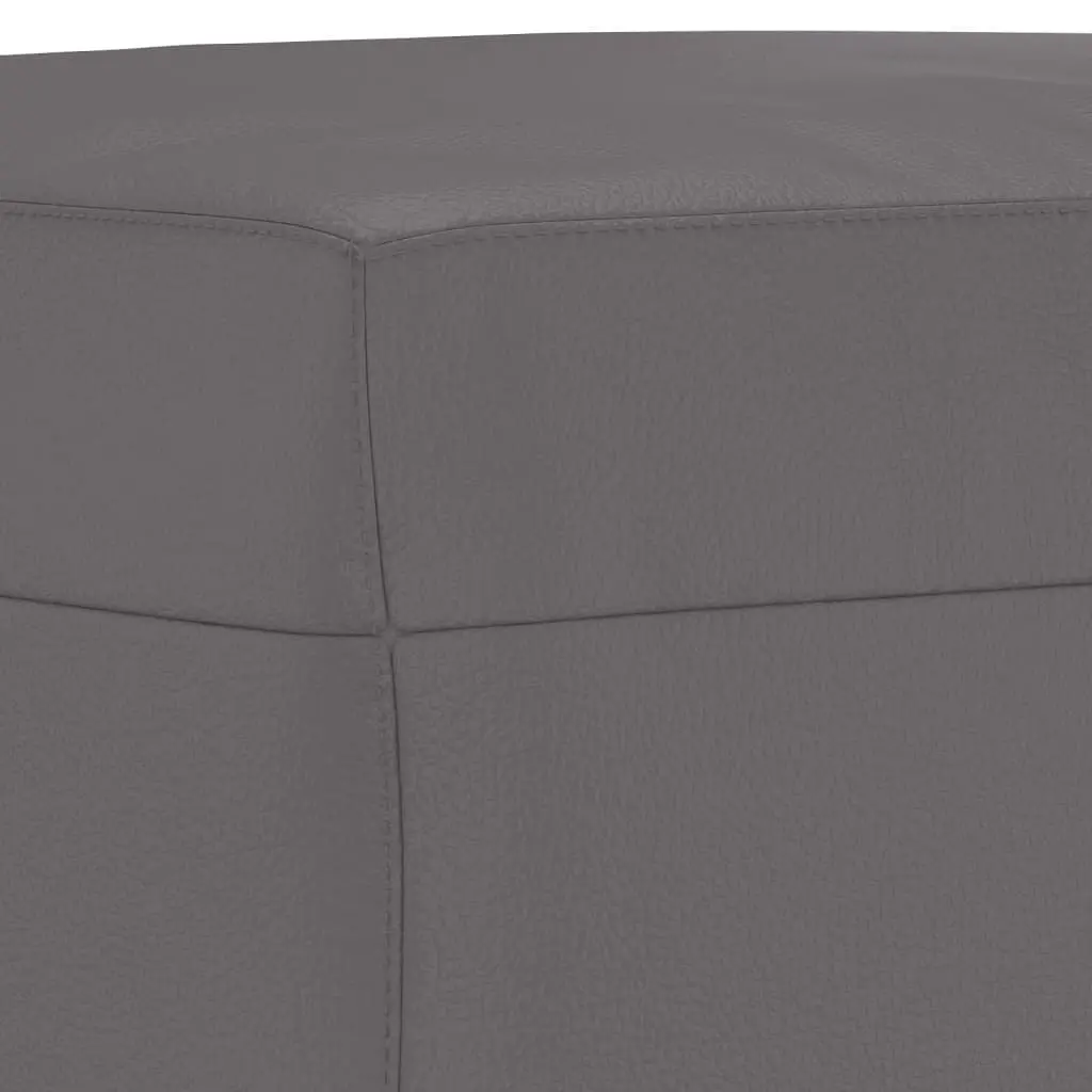 3 Piece Grey Sofa Set Faux Leather Living Room Furniture with Footstool