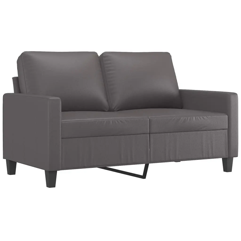 3 Piece Sofa Set Grey Faux Leather with Cushions Living Room Furniture Couch