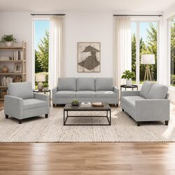 Concise 3 Piece Sofa Set for Living Room Comfort