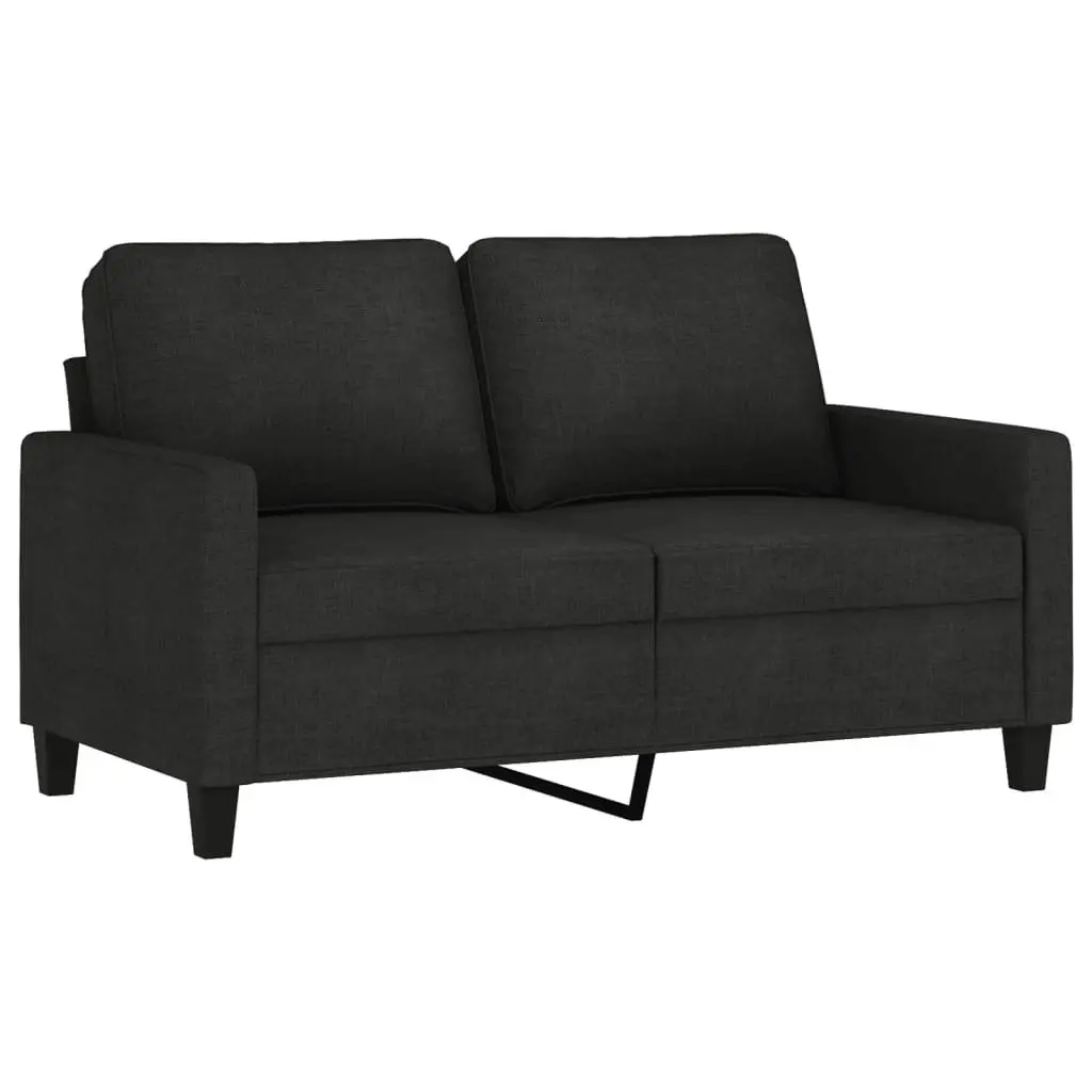 2 Piece Sofa Set Black Fabric Cushions Living Room Lounge Seating Suite