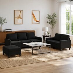 3 Piece Sofa Set in Black: Comfortable and Stylish